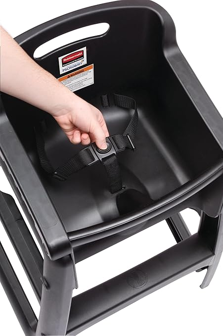 Rubbermaid Commercial Products Sturdy High-Chair, 33lb Capacity, Black, Pre-Assmbled with Wheels, Stackable, Fits Under Table for Child/Baby/Toddler Seating
