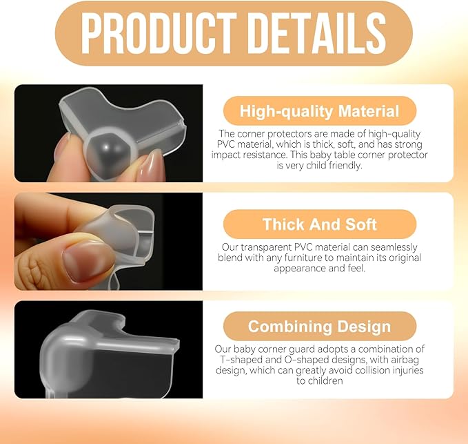 12 PCS Corner Protectors for Baby, Transparent Corner Protectors, Baby Proof Corners and Edges for Wood, Aluminium, Glass, Metals, Marble, Concrete, Edges & Sharp Corners, Which Adopt an Airbag Design