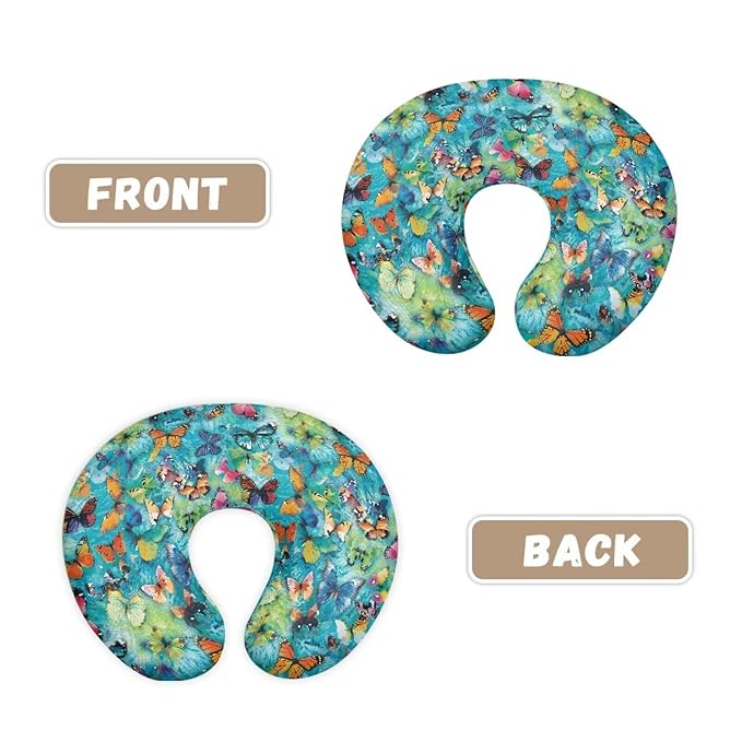 Colorful Butterfly Nursing Pillow Cover Slipcover for Breastfeeding Pillows, Colorful Butterfly Fits On Standard Infant Nursing Pillows Quick-Dry Fabric