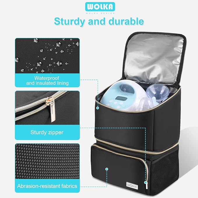 Wolka Breast Pump Bag with Insulated Compartments,Breastmilk Cooler Backpack for Spectra S1,S2 Medela