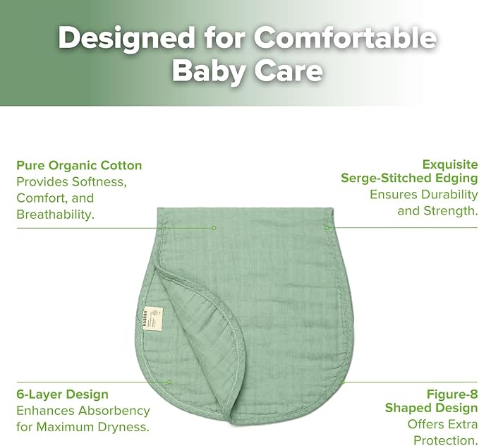 haakaa Muslin Burp Cloths for Baby, 100% Organic Cotton, Large 22.8''x11.4'', 2pcs