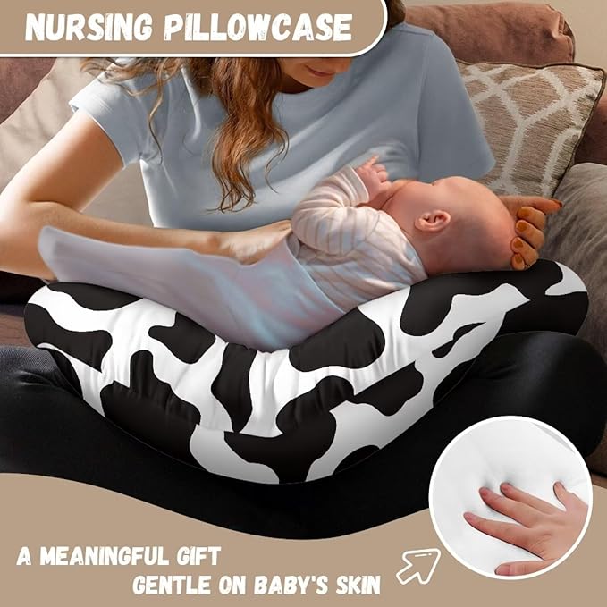 Milk Cow Skin Print Soft Feeding Pillow Cover Super Soft and Stretchy Personalized Breastfeeding Pillowcase for Newborn Feeding