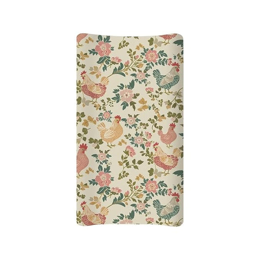 Rooster Diaper Changing Pad Cover Neutral Flower Toddler Changing Table Covers Chicken Baby Changing Mat Breathable Newborn Infant Changing Pad Sheets