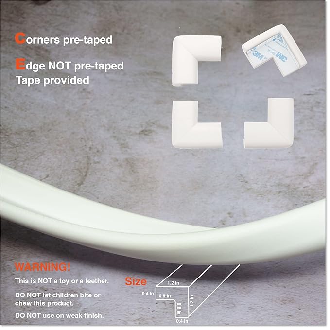 27ft Edge 8 Corners - Bundle & Save - RovingCove HeftyFit Edge Corner Guards, Oyster White