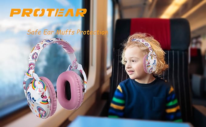 Kids Hearing Protection,25dB NRR Noise Reduction,Sound Proof for Kids,Toddler,Safety Earmuffs for Concert,Airplane,Autism,Monster Jam,Travel,School- Pink Unicorn