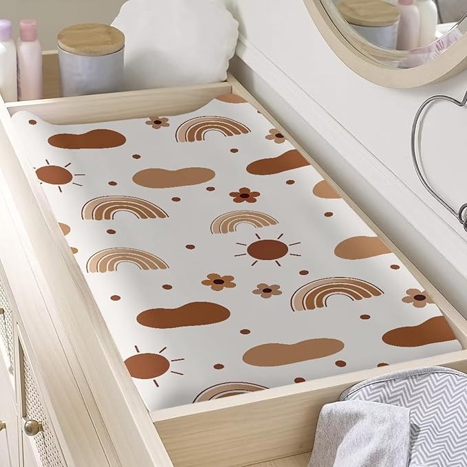 Rainbow Changing Pad Cover for Baby Boy Girls, Soft Stretchy Diaper Change Table Covers, Diaper Changing Table Mat Sheets, One Size, Cute Change Mat Liners