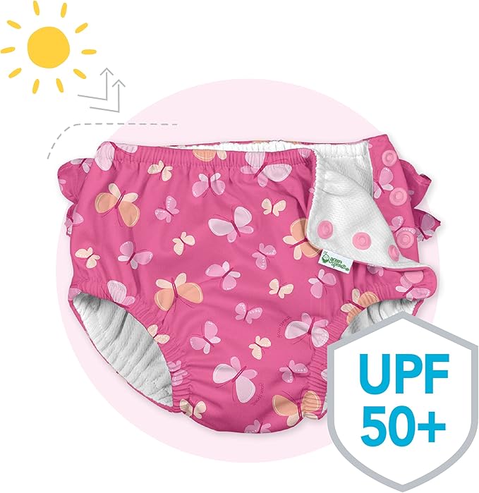 i play. by green sprouts baby-girls Ruffle Snap Reusable Absorbent Swimsuit Diaper