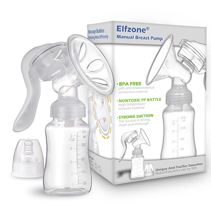 Manual Breast Pump - Adjustable Suction Silicone Hand Pump Breastfeeding, Small Portable Manual Breast Milk Catcher Baby Feeding Pumps & Accessories, White, Mother’s Day Gifts
