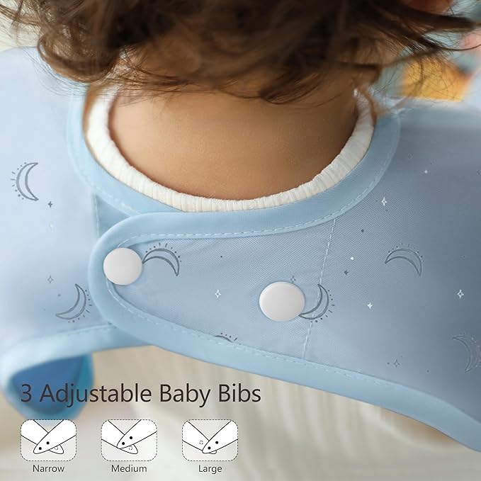 Susurration Baby Long Sleeve Bib 2 Pack Waterproof Sleeved Bib Smock for Baby, Baby Reusable Feeding bibs, 6-36 Months Baby Feeding Essentials - Blue Boat