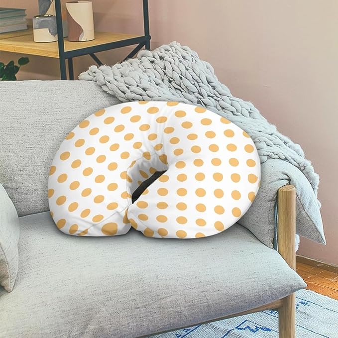 Yellow Dots Nursing Pillow Cover, Stretchy Soft Fabric Removable Covers for Breastfeeding Pillows Safely Fits On Standard Infant Nursing Pillows