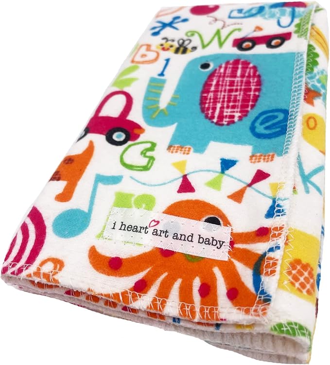 Infant Burping Cloth, Burp Cloths for Baby Boy or Girl, Soft and Absorbent - Cotton Reusable Spit Up Rags, XLarge, 1 Count (Animal ABCs)