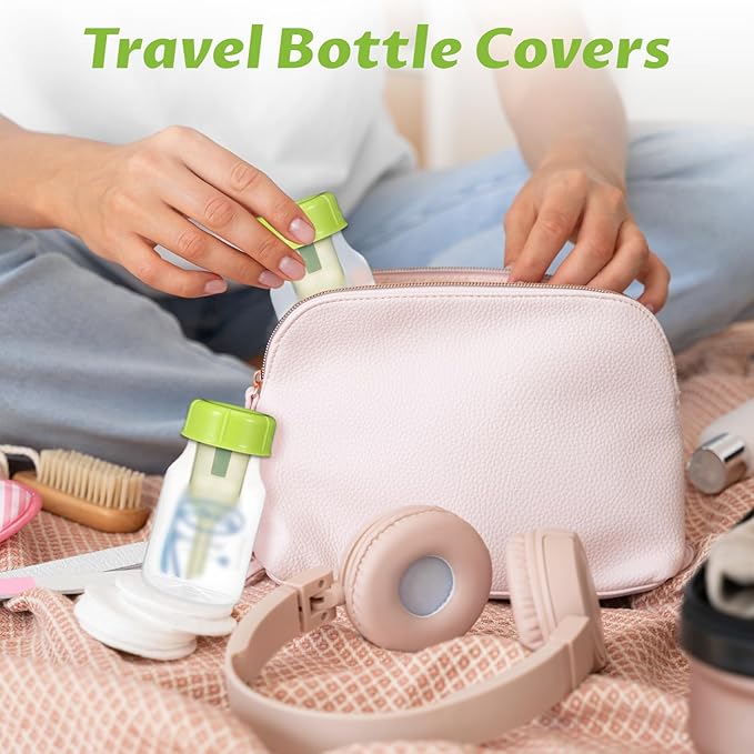 10Pcs Narrow Bottle Caps Compatible with Dr Brown's, for Medela, for Ameda, Storage Travel Caps Replacement for Dr Brown, Leak Proof Lids with Sealing Gasket, Fits Narrow Neck Bottles(Green)