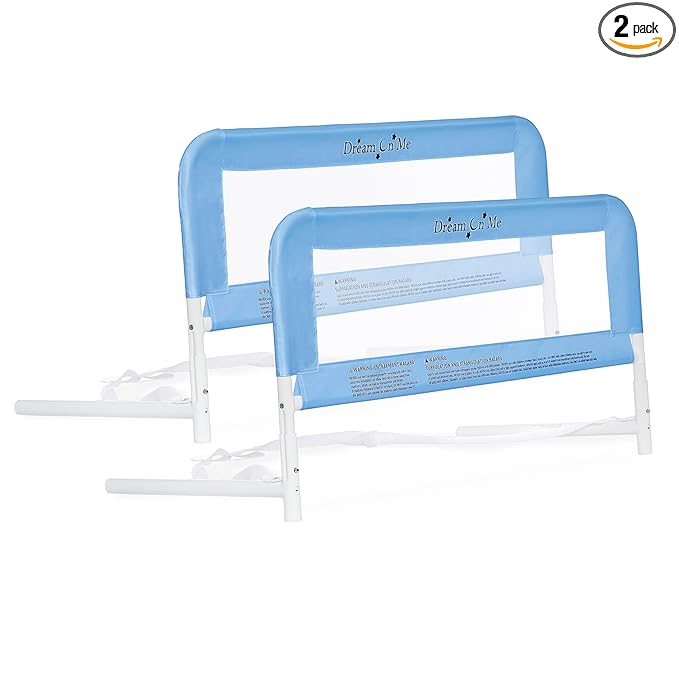 Dream On Me Lightweight Mesh Security Adjustable Bed Rail Double Pack with Breathable Mesh Fabric in Blue, 2 Count (Pack of 1)
