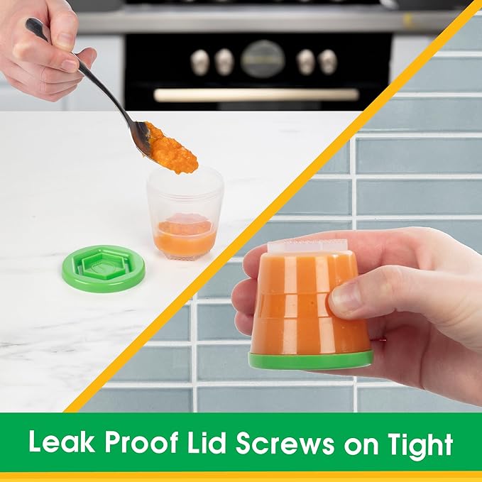 Baby Food Containers: Reusable Stackable Freezer Safe Storage Cups w/ Tray & Dry-erase Marker (Set of 12 - 2oz) BPA & PVC Free