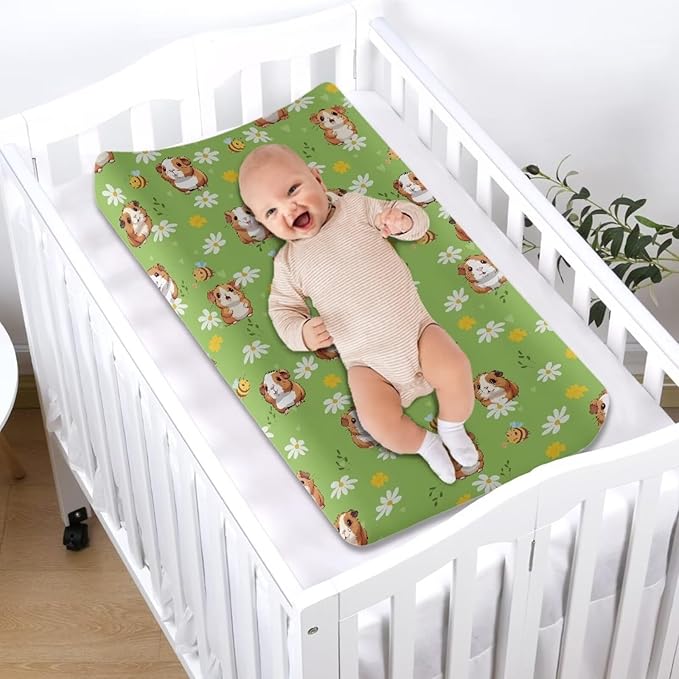 Hamster Baby Changing Pad Cover Bee Soft Stretchy Diaper Changing Table Pad Cover for Girls Boys Breathable Nursery Cute
