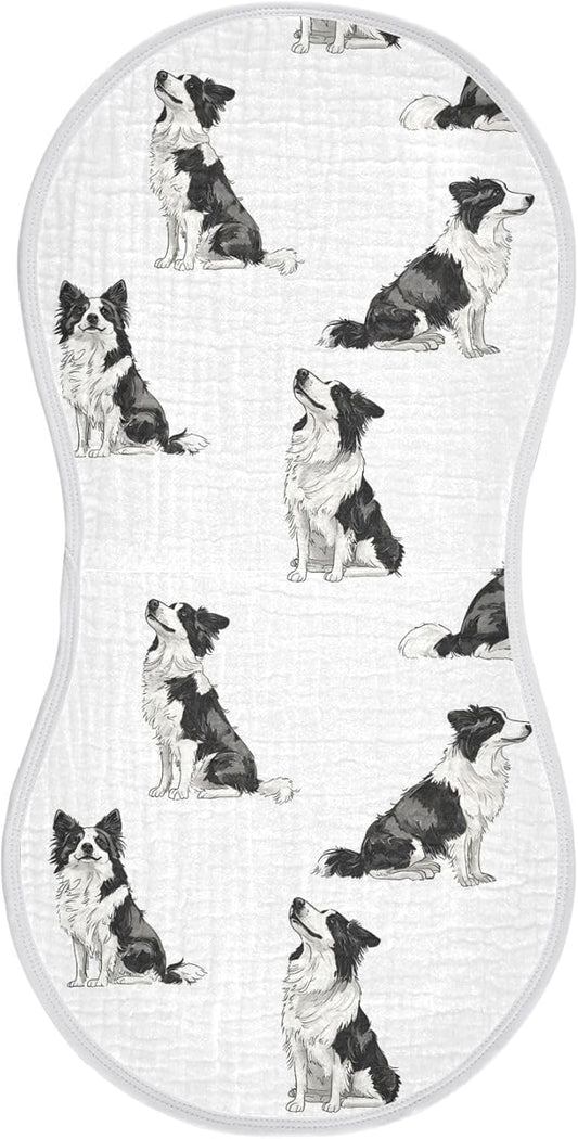 vvfelixl Muslin Burp Cloths Cool Border Collie Baby Washcloths for Baby Girl Boys 2 Pack