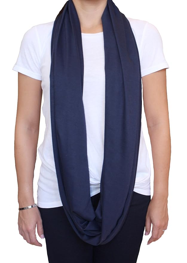 2 Pack Nursing Covers for Breastfeeding, Soft Infinity Scarf Shawl Cover Up - Lightweight, Breathable Privacy Nursing Wrap (Navy Blue & Black)