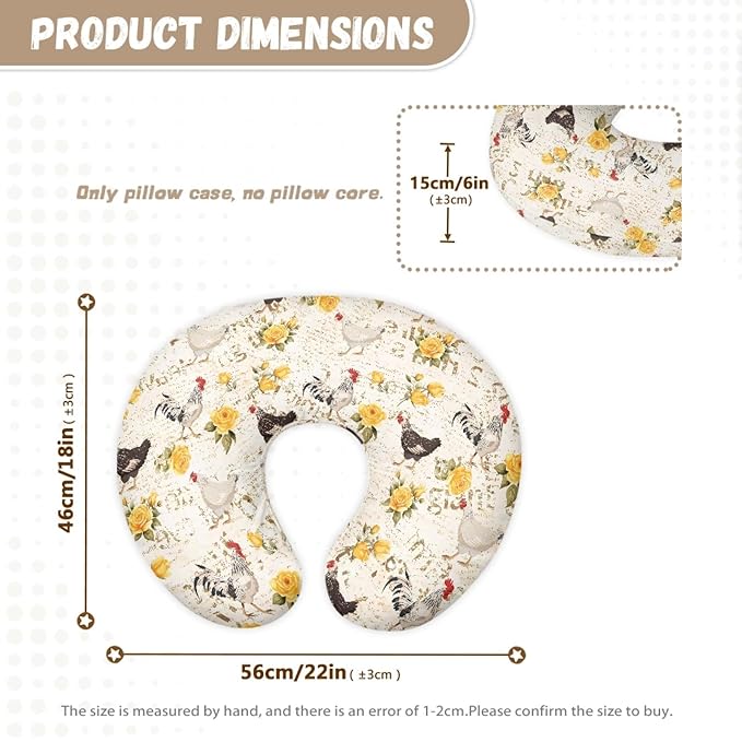 Forchrinse Rooster Print Nursing Pillow Slipcover Covers Soft Comfortable Pillowcase for Nursing Pillow Stretchy Replaceable Feeding Pillow Slipcover Washable