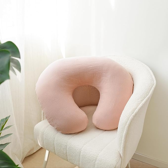 MairMore 2-Pack Muslin Nursing Pillow Covers, Breathable 100% Cotton Breastfeeding Pillow Slipcovers for Standard Nursing Pillows, Soft Covers for Baby Girls and Boys with Zipper