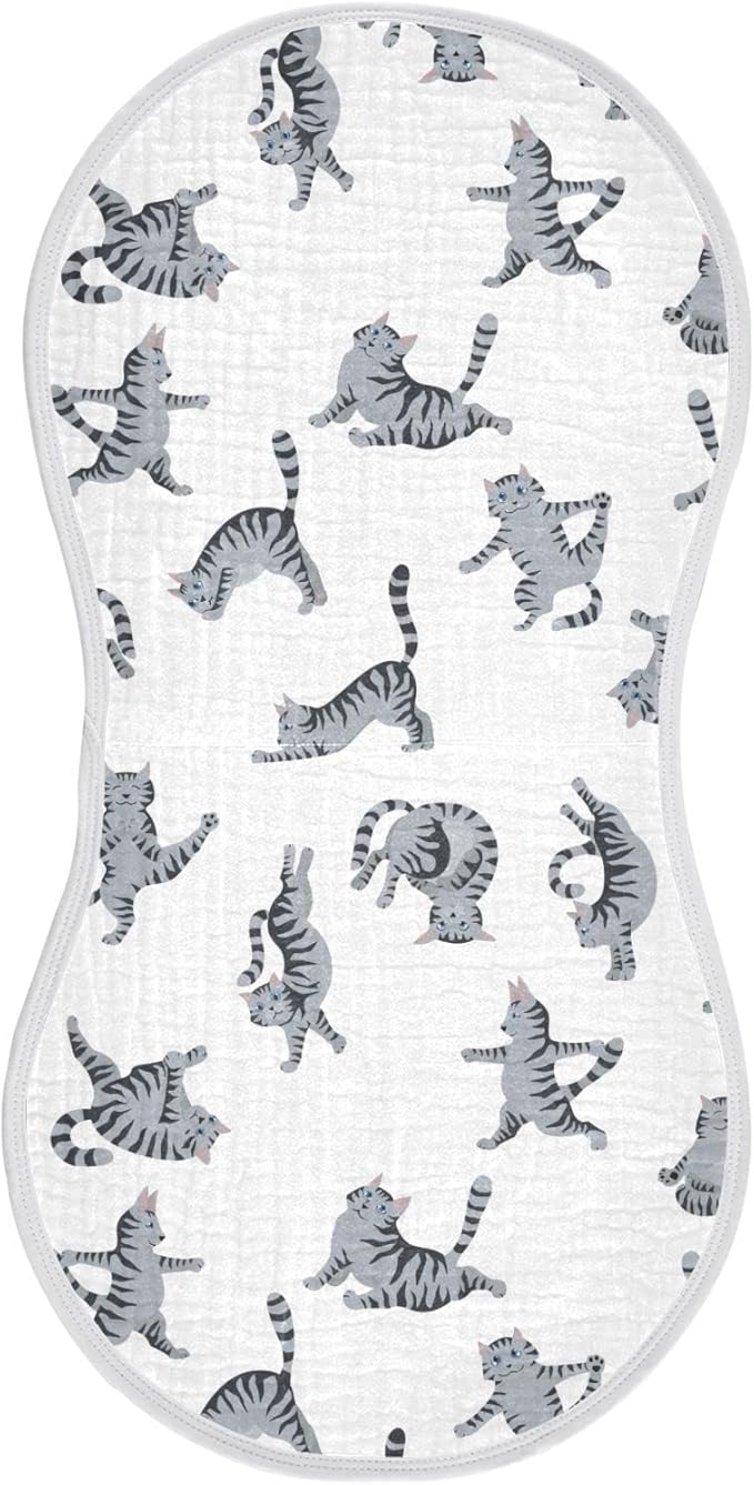 Yoga Tabby Cat Cute Kitten Muslin Burp Cloths for Baby 1 Pack Soft 100% Cotton Baby Washcloths Bibs for Boy Girl