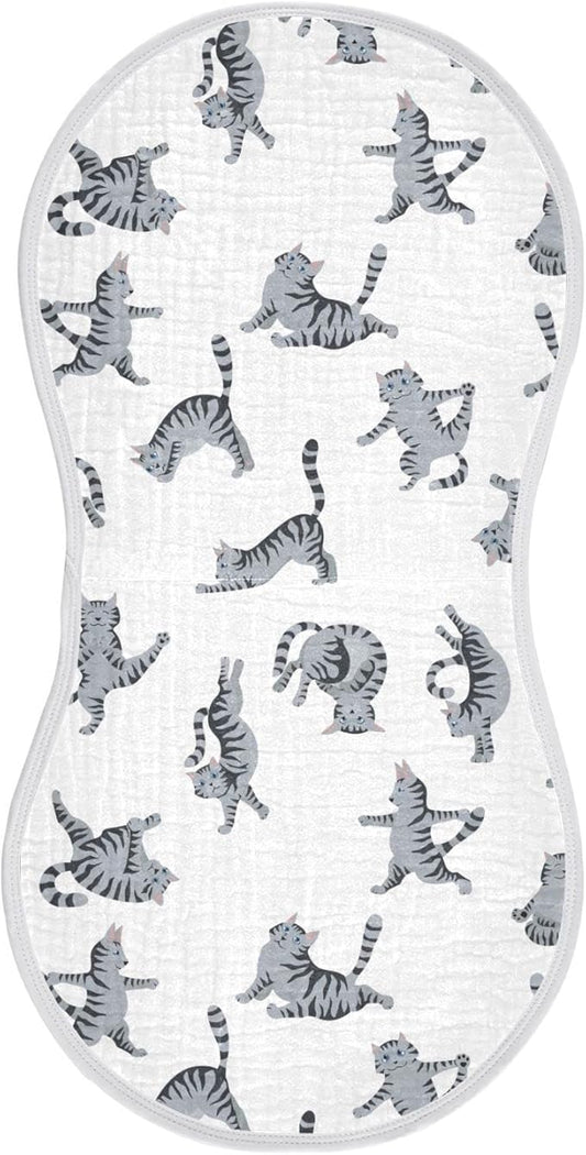 Yoga Tabby Cat Cute Kitten Muslin Burp Cloths for Baby 1 Pack Soft 100% Cotton Baby Washcloths Bibs for Boy Girl
