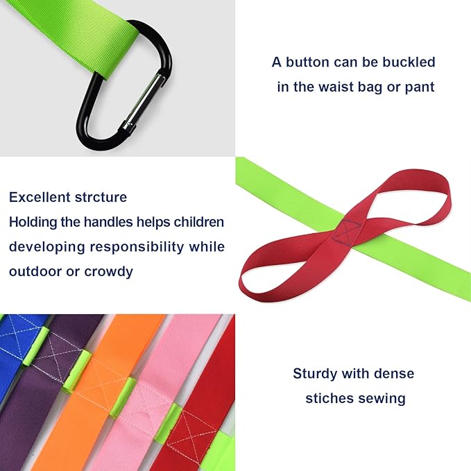 Safety Walking Rope with Colorful Handles for Daycare Teacher and Schools Designed (12 Children and 2 Adults)