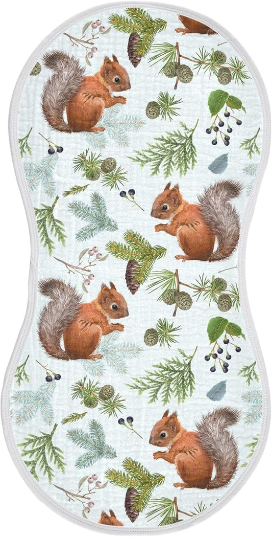 vvfelixl Muslin Burp Cloths Forest Squirrels Baby Washcloths for Baby Girl Boys 2 Pack Blue