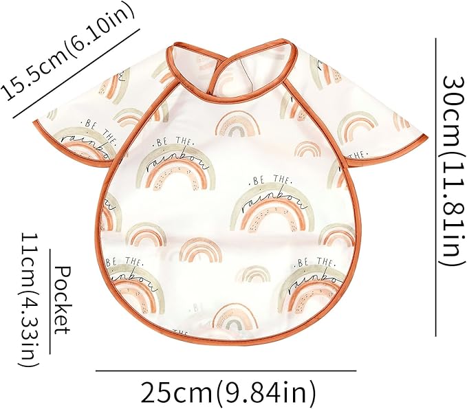 Feeding Bibs for Baby,3 Pack-Waterproof & Easy Clean Baby Bibs for Eating,Toddlers & Infant,Reversible Pockets