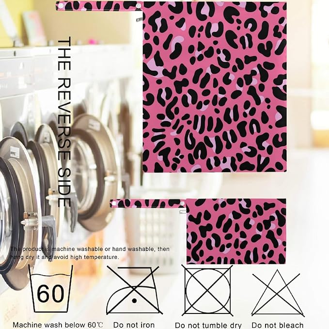 visesunny Leopard Skin Pink Pattern 2Pcs Wet Bag with Zippered Pockets Washable Reusable Roomy for Travel,Beach,Pool,Daycare,Stroller,Diapers,Dirty Gym Clothes, Wet Swimsuits, Toiletries