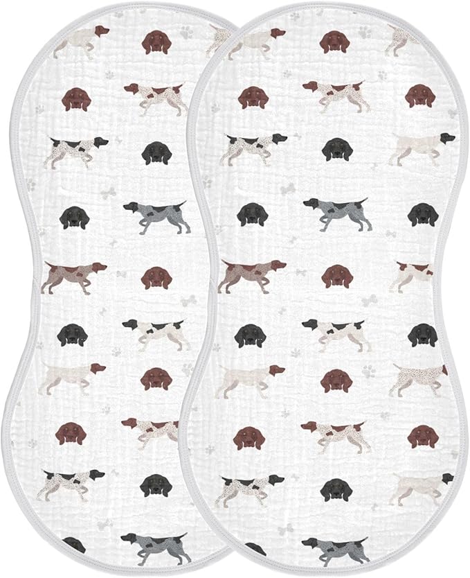 German Shorthaired Pointer Dog Muslin Burp Cloths for Baby 2 Pack Soft 100% Cotton Baby Washcloths Bibs for Boy Girl