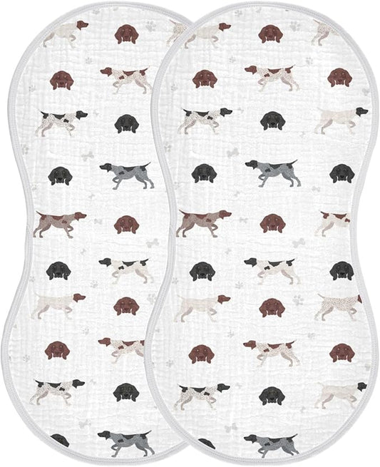 German Shorthaired Pointer Dog Muslin Burp Cloths for Baby 2 Pack Soft 100% Cotton Baby Washcloths Bibs for Boy Girl
