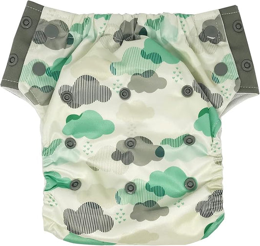 EcoAble Reusable Potty Training Diaper with Insert, Daytime Pull-on Cloth Training Pants for Toddlers and Big Kids (Size 3, Cloud)