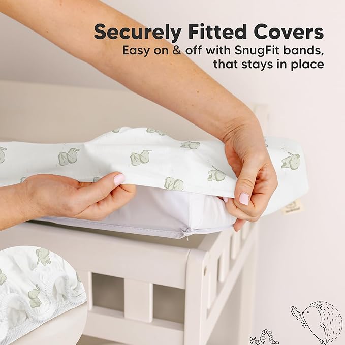 2-Pack Baby Changing Pad Cover for Girl, Boy - 34x18 Soft Viscose Derived from Bamboo Baby Diaper Changing Table Pad Cover Sheets, Neutral, Snug Fit Nursery Diaper Change Sheets (Elly)