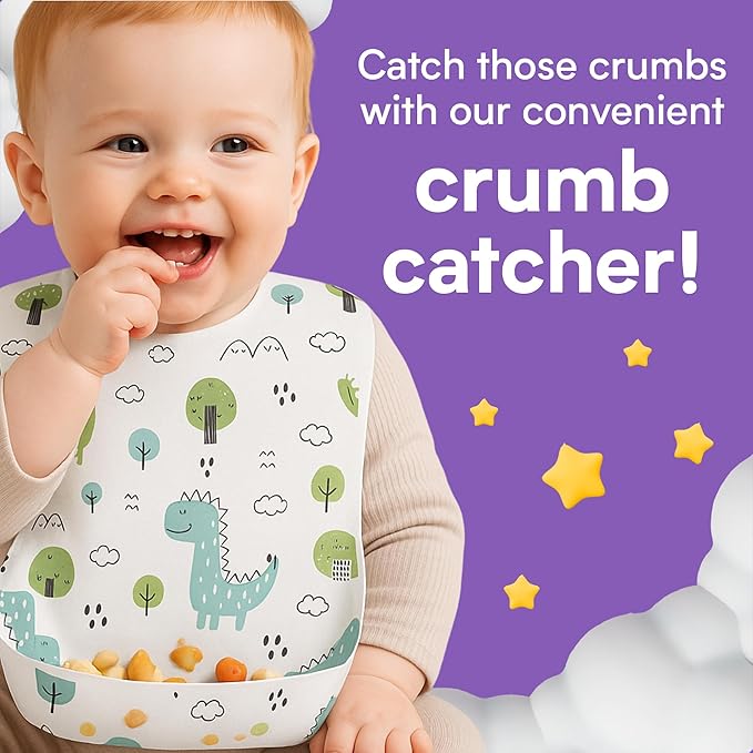 Eli with Love Disposable Bibs Individually Wrapped Bib with Crumb Catcher - Waterproof Baby Bibs For Feeding