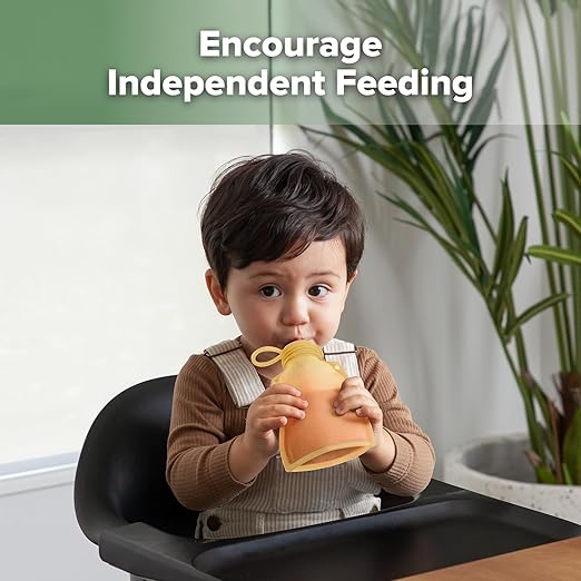 haakaa Fill & Go Yummy Pouch ＆ Flower Funnel Combo - Banana Pouch (2pcs) + Spring Green Funnel