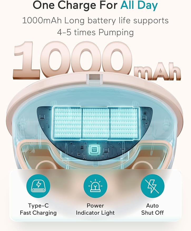 Paruu Hands Free Breast Pump P16, Wearable Breast Pump Electirc Portable with 4 Modes & 12 Levels, Max 309mmHg Strong Suction 19/21/24mm Flange Inserts Wearable Breastfeeding Pump, 2 Pack（Nude