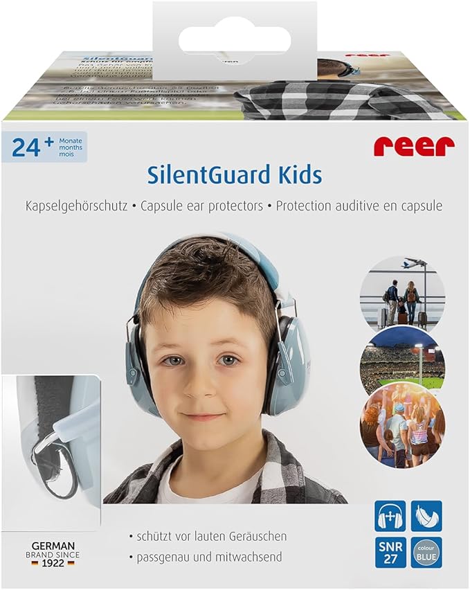 reer SilentGuard Kids Ear Protectors | Ear Protection for Children from 2 Years | Concentration & Learning Aid | Foldable & Grows with Your Child | SNR = 27* | Blue, Blue, Einheitsgröße