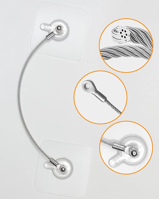 10 Pack, 8 inches Furniture Anchors Kit for Baby Proofing, Adhesive TV Safety Straps Use to Prevent Falling and Anti Tip, No Drill Dresser Or Cabinet to Wall Anchors (xicveiuz)