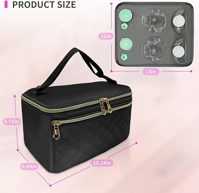 Wearable Breast Pump Bag for Elvie and Medela Pumps - Compact, Travel-Friendly Pump carrying case with Waterproof Mat - Ideal for Working Moms (Black)