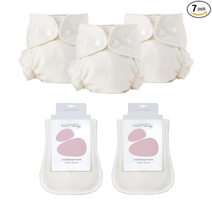 Esembly Ultimate Nighttime Diapering Bundle | Cloth Diaper Inners (3-Pack) and Overnighters (4-Pack)