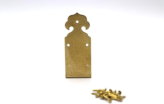 FGen 10pcs Chinese Antique Copper Edge, Table Guards Right Angle Wooden Jewelry Box Photo Frame Accessories Copper Corner Pieces, Brass Color