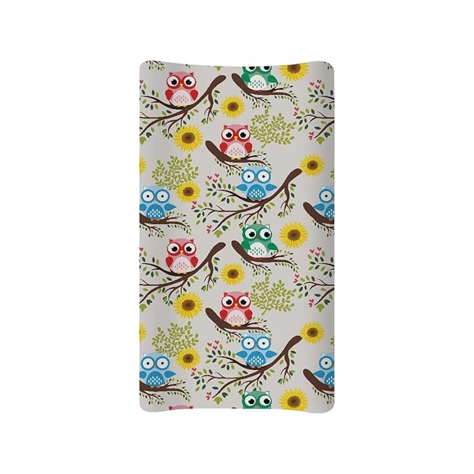 Owl Sunflower Baby Changing Pad Cover Infant Newborn Changing Table Cover Girls Boys Diaper Table Change Mat Sheet Cover Soft Breathable