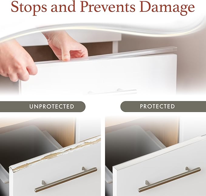 Cabinet Hero 4-Pack 13/16" Thick, 24" Length Slimline Cabinet Edge Protector – Durable Slip-On Plastic Door & Drawer Edge Guard – Prevents Shelves for Wear, Bumps, Discoloration & Damage - Black