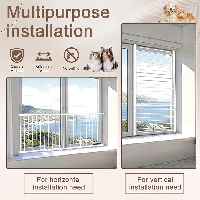 Fairy Baby Window Guards for Children, 87.4"-112.2" Adjustable Wide Child Safety Window Guard Prevents Accidental Falls, Home Security Childproof Interior Bar Guard for Windows Wide (4 Panels)