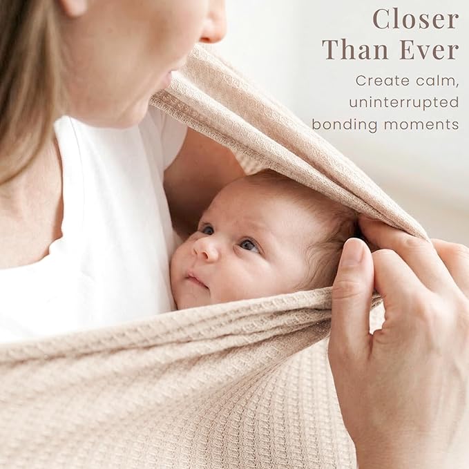 Konssy Nursing Cover for Breastfeeding, Soft & Breathable Privacy Poncho, Multi-Use Feeding Shawl, Comfortable & Portable Breastfeeding Cover for Women (Beige)
