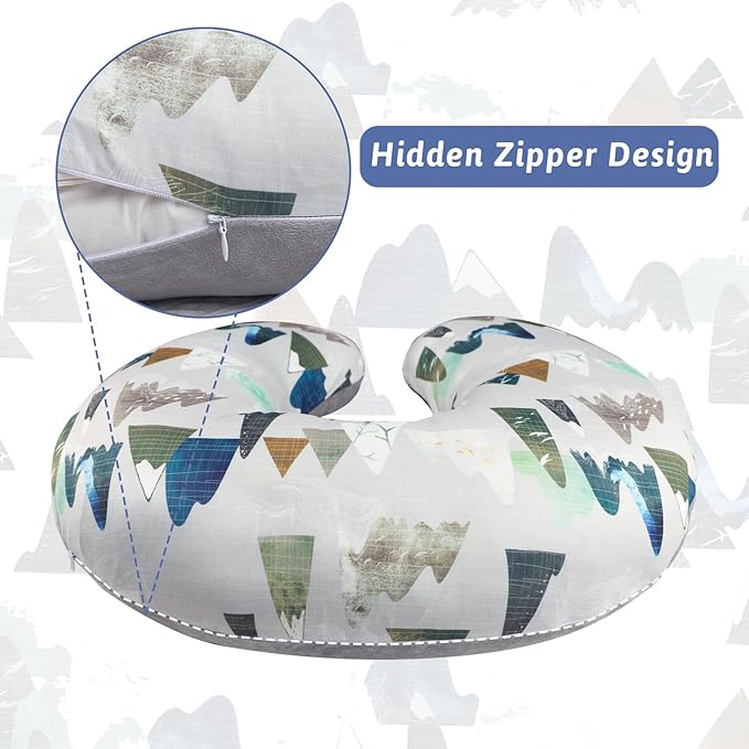 TANOFAR Nursing Pillow Cover 1 Pack, Stretchy Removable Nursing Cover for Breastfeeding Pillows, Ultra Soft Snug Fits On Newborn Feeding Pillow Case for Baby Girls/Boys, Mountain