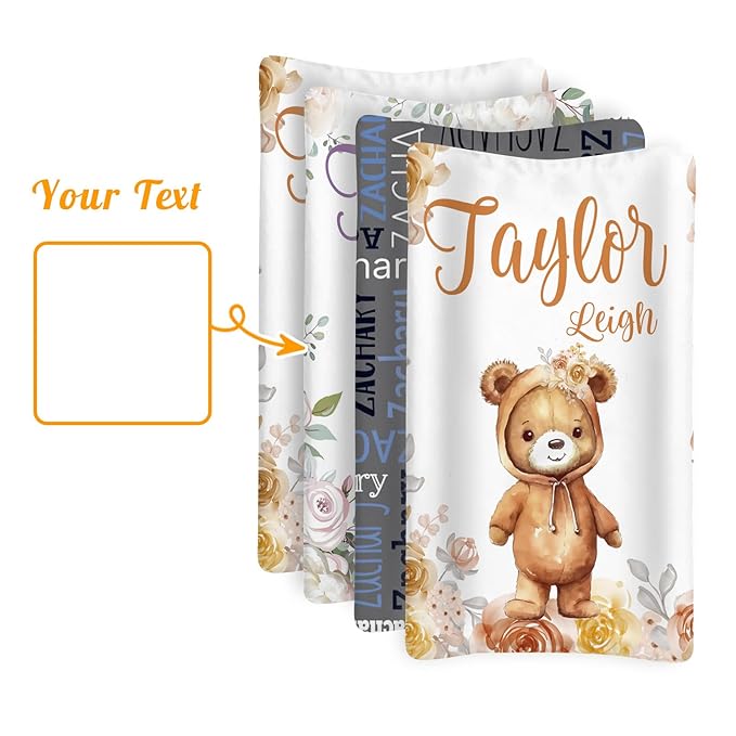 Custom Changing Pad Cover Set - Jersey Knit Comfy CozyUltra Soft Unisex Diaper Changing Table Covers with Personalized Name for Baby Boys Girls - Waterproof Ultra Soft 4 Pcs Set Style13