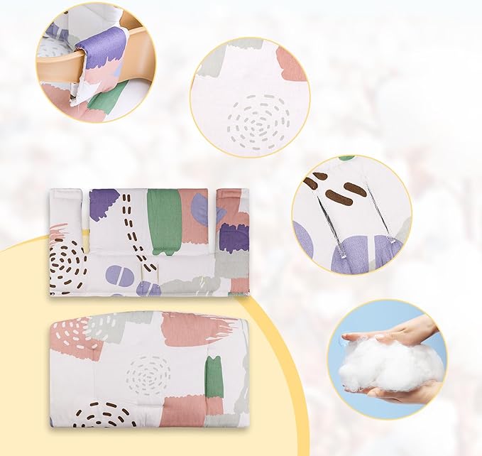 for Tripp Trapp High Chair Cushion, Comfortable for Tripp Trapp High Chair Cushion, with Two High Chair Placemat, for Tripp Trapp Cushion Set Makes It More Comfortable for Baby (Light Color Print)