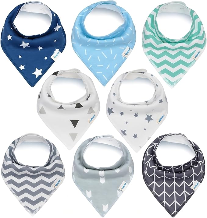 KiddyStar Drool Bibs for Babies – Organic, Unisex, Soft Absorbent Teething Bibs with Adjustable Snaps
