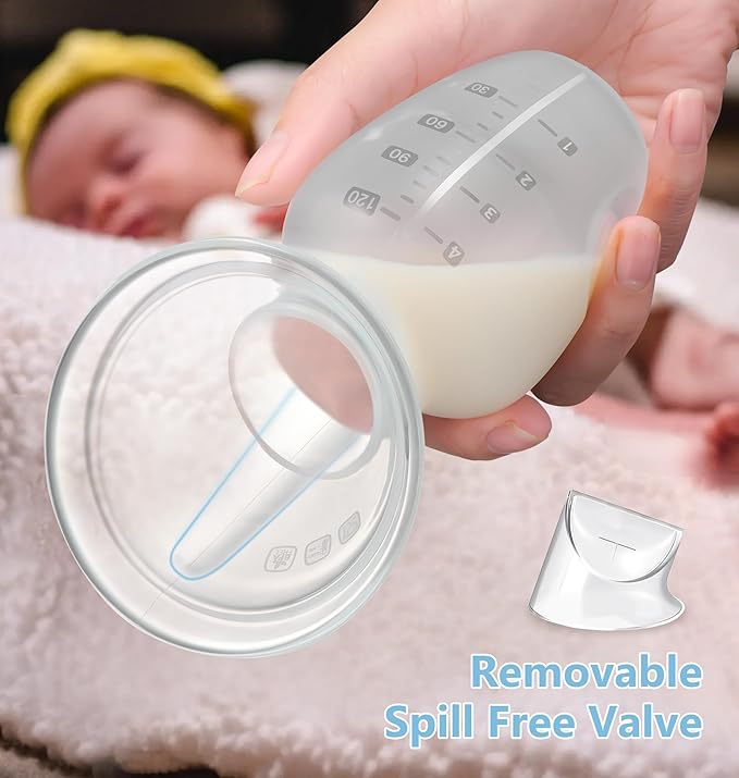 2 Sets Silicone Manual Breast Pump for Breastfeeding Essentials, Colostrum Collector with Spill Free Valve & Cap, Hand Pump Breastmilk, Milk Collectors for Breastfeeding, Clear, 4oz